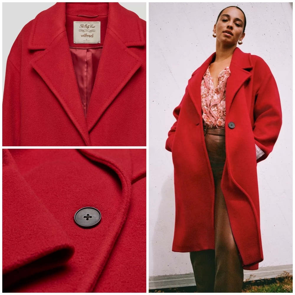 Aritzia Wilfred The Only Coat in Crimson Red Size 1